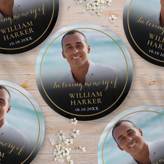 Photo In Loving Memory葬儀ボタン 缶バッジ