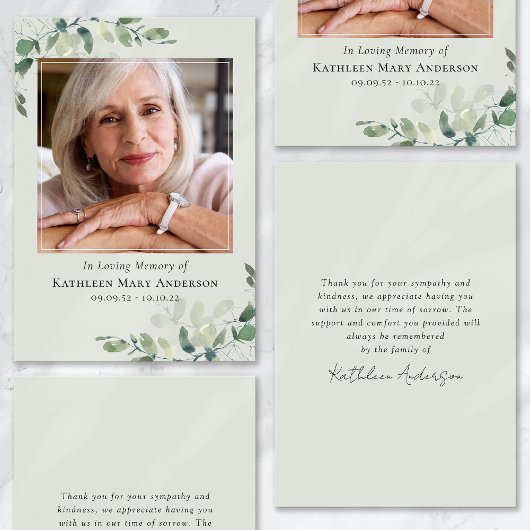 Photo In Loving Memory葬儀悔やみや弔慰ありがとう カード