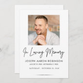 Photo In Loving Memory Funeral Memorial Keepsake 招待状 (正面/裏面)