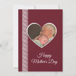 Photo inside Heart image with lace border カード