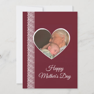 Photo inside Heart image with lace border カード