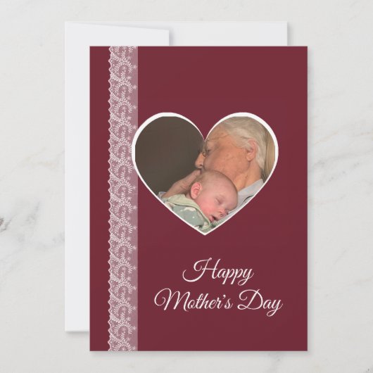 Photo inside Heart image with lace border カード (正面)