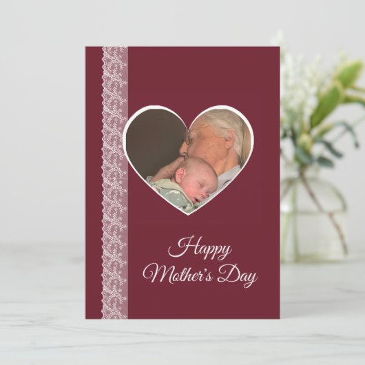 Photo inside Heart image with lace border カード (スタンド正面)