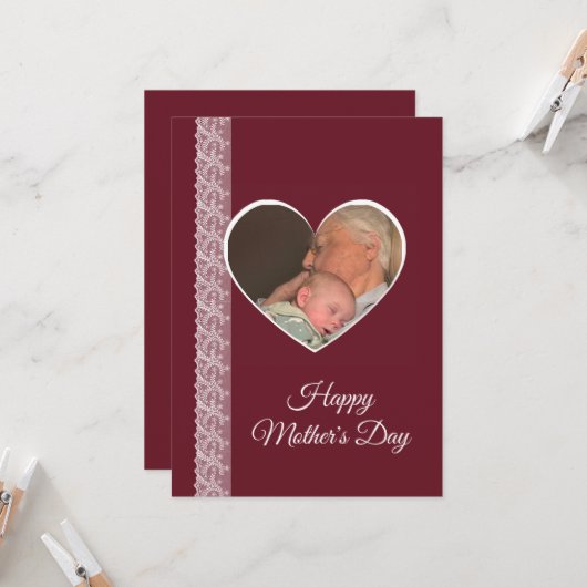 Photo inside Heart image with lace border カード (正面/裏面インサイチュ)