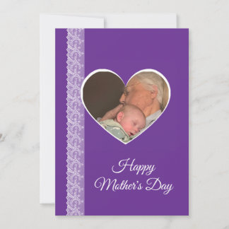 Photo inside Heart image with lace border カード