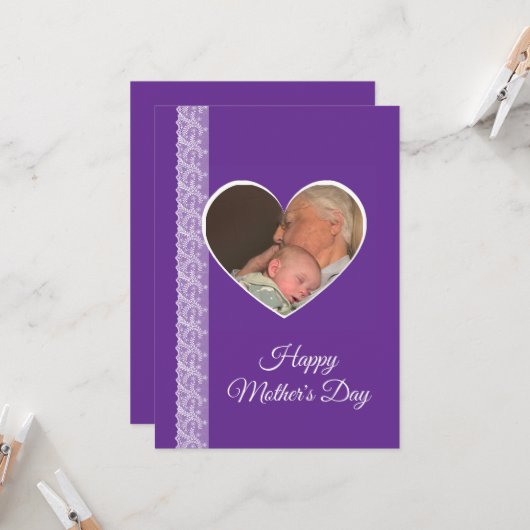 Photo inside Heart image with lace border カード (正面/裏面インサイチュ)