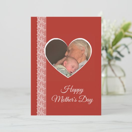 Photo inside Heart image with lace border カード (スタンド正面)