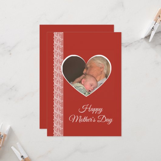 Photo inside Heart image with lace border カード (正面/裏面インサイチュ)