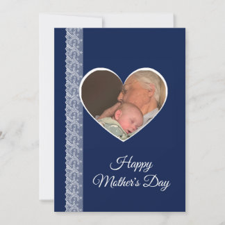 Photo inside Heart image with lace border カード