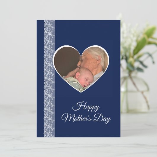 Photo inside Heart image with lace border カード (スタンド正面)