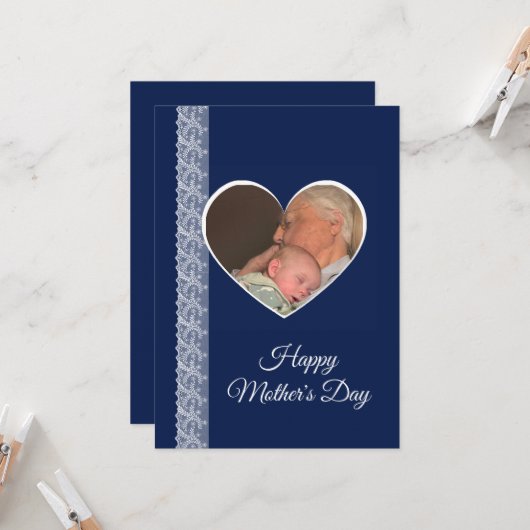 Photo inside Heart image with lace border カード (正面/裏面インサイチュ)