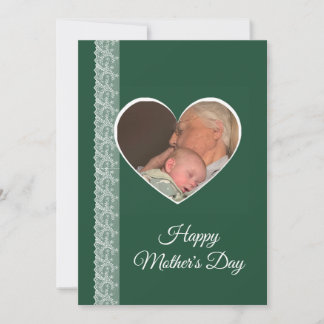 Photo inside Heart image with lace border カード