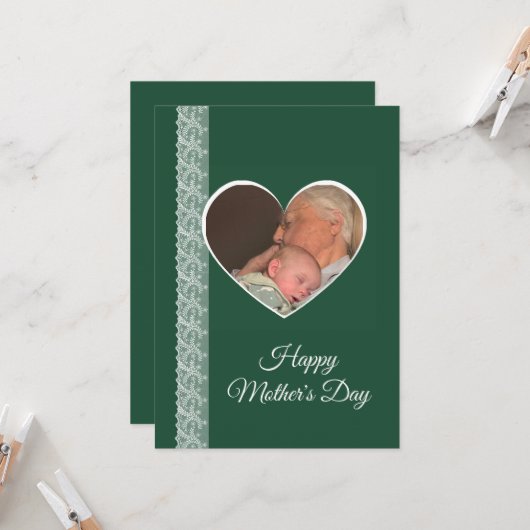 Photo inside Heart image with lace border カード (正面/裏面インサイチュ)