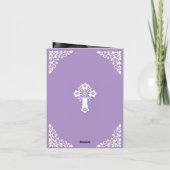 Photo Invitation For Christening Cross Lilac シーズンカード (裏面)