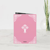 Photo Invitation For Christening Cross Rose Pink シーズンカード (裏面)