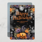 Photo Jack O’Lantern Hat Floral Halloween Card シーズンカード (正面/裏面)