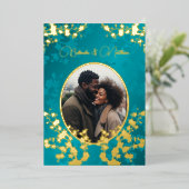 Photo  Jewel Tone Floral Wedding  箔招待状 (立ち正面)