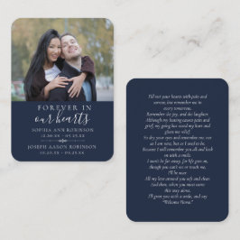 Photo Joint Double Funeral Blue Prayer Card 名刺