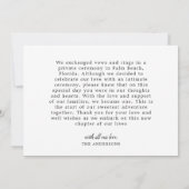 Photo Just Married Modern Script Heart Wedding 案内状 (裏面)