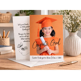 Photo Kindergarten Graduation Announcement Card 案内状