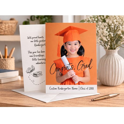 Photo Kindergarten Graduation Announcement Card 案内状