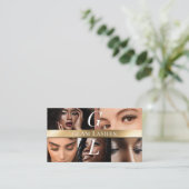 Photo Lash Technician Luxe Monogram Black Gold 名刺 (スタンド正面)