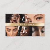 Photo Lash Technician Luxe Monogram Black Gold 名刺 (正面)