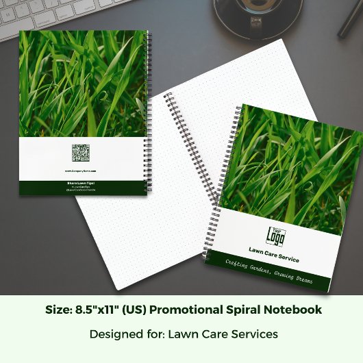 Photo Lawn Care Promotional Logo Motto QR code ノートブック