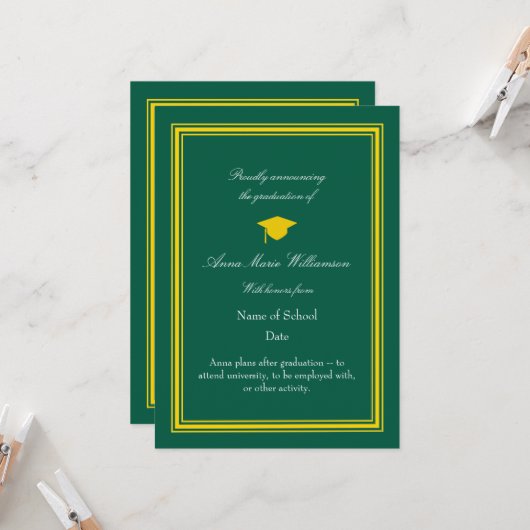 Photo - Lime Green Proudly Announcing Graduation カード (正面/裏面インサイチュ)