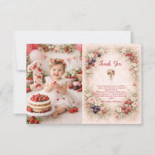 Photo Little Berry Celebration 1st Birthday サンキューカード (正面)