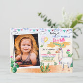 Photo Llama Birthday Invitation - Alpaca Party 招待状 (スタンド正面)