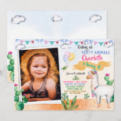Photo Llama Birthday Invitation - Alpaca Party 招待状 (正面/裏面)