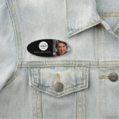  Photo Logo Black White Simple Oval 名札 (インサイチュ)