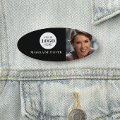 Photo Logo Black White Simple Oval 名札