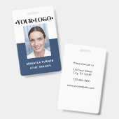 Photo Logo Employee Blue バッジ (正面＆裏面)