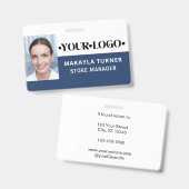 Photo Logo Employee Blue バッジ (正面&裏面)