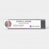 Photo & Logo Professional Office Personalized Blk デスクネームプレート (正面)