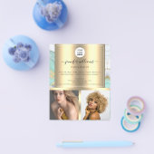 Photo Logo QR Code Promotional Gold Green Marble チラシ (シングル)