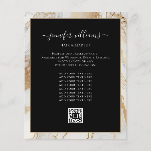 Photo Logo QR Code Promotional Gold Marble Modern チラシ (裏面)