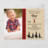 Photo Lumberjack 1st birthday boy invitation ポストカード (正面)