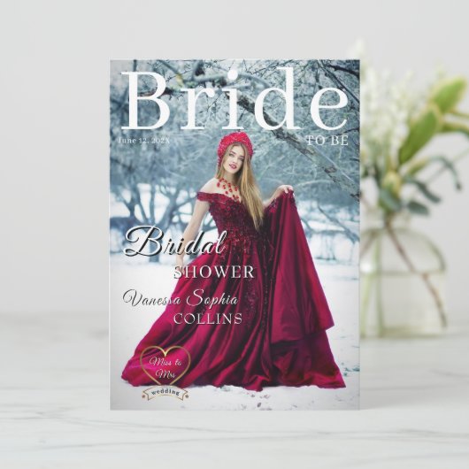 Photo Magazine Cover Bridal Shower 招待状 (スタンド正面)
