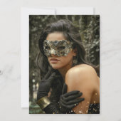 Photo Magenta Pink Gold Masquerade Birthday 招待状 (裏面)