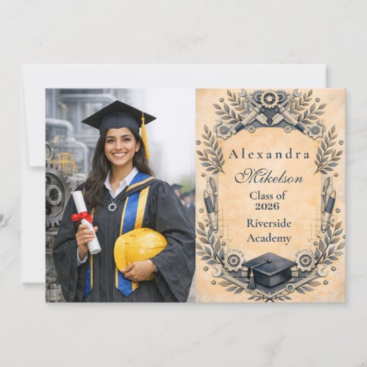 Photo Mechanical Engineering Degree Graduation 案内状 (正面)