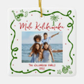 Photo Mele Kalikimaka Red Green Doodles Christmas セラミックオーナメント (正面)