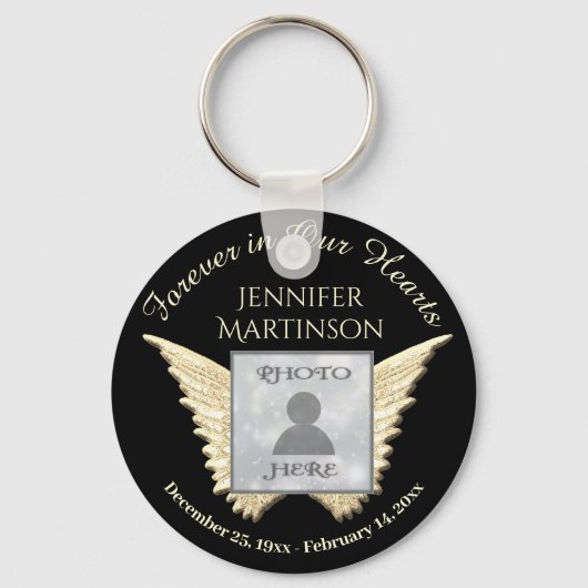 Photo Memorial in愛するメモリーエンジェルKeychain キーホルダー (正面)