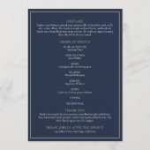 Photo Memorial Order Of Service Gold Blue Program 招待状 (裏面)