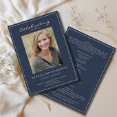 Photo Memorial Order Of Service Gold Blue Program 招待状