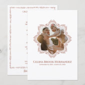 Photo Memorial Program — Rose Brown Frame 招待状 (正面/裏面)