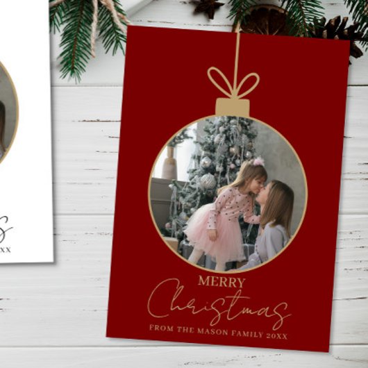 photo Merry Christmas bauble Photo Card カード