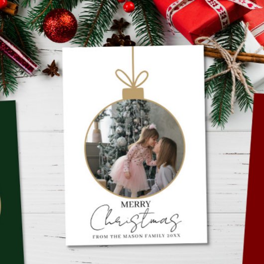 photo Merry Christmas bauble Photo Card カード
